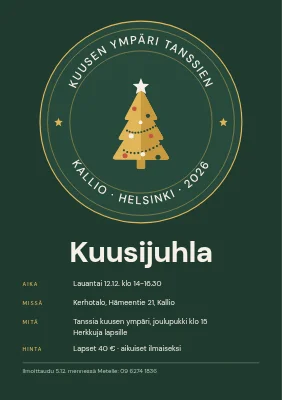 Joulukuusijuhla — rengas kuusen ympärillä