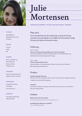 Lebenslauf Grundschullehrer/in — mit Schreiblinien