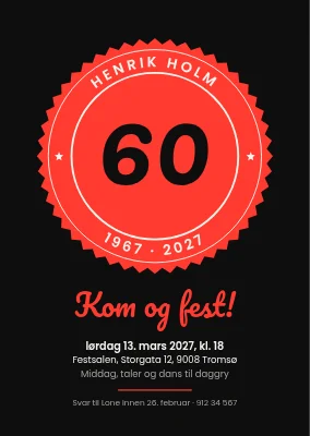 60-årsdag — festinvitasjon med segl