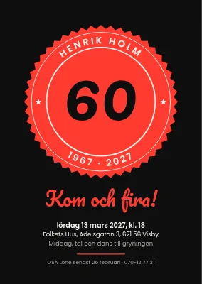 60-årsdag — festinbjudan med sigill