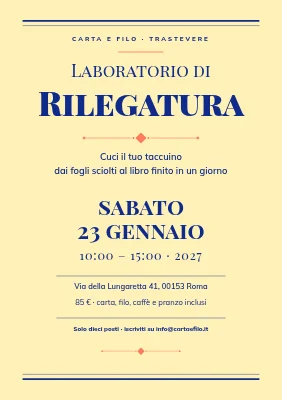 Laboratorio di legatoria — manifesto tipografico a caratteri mobili