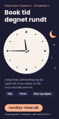 Dørplakat til frisør — book tid online døgnet rundt