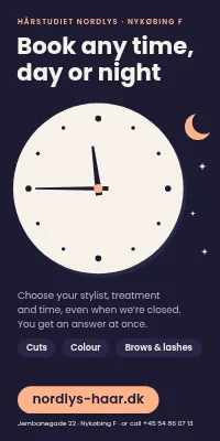Door poster for a hair salon — book online, day and night