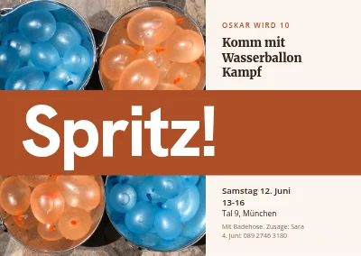 10. Geburtstag — Einladung zur Wasserbombenschlacht