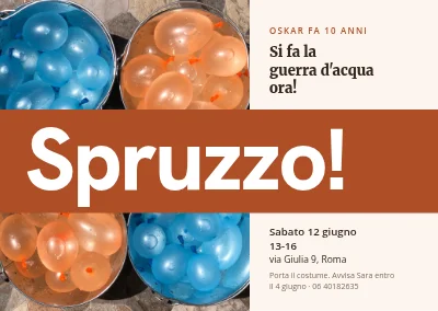 Decimo compleanno — invito alla battaglia di palloncini d'acqua