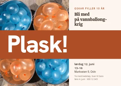 10-årsdag — invitasjon til vannballongkrig