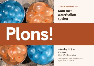 Tiende verjaardag — uitnodiging voor een waterballonnengevecht