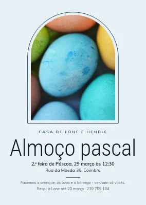 Convite para almoço de Páscoa — janela em arco