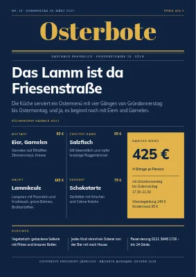 Ostermenü als Titelseite — Fredericia