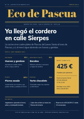 Menú de Pascua como portada — Fredericia