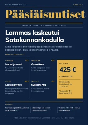 Pääsiäismenu etusivuna — Fredericia
