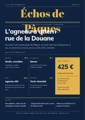Menu de Pâques en une de journal — Fredericia