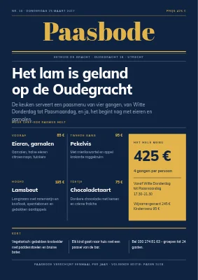 Paasmenu als voorpagina — Fredericia