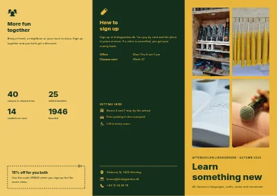 Evening school course catalogue
