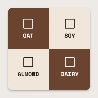 Milk choice for the coffee lid
