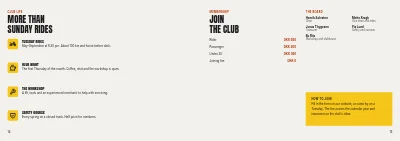 Pages 14–15 of Ride programme for a motorcycle club – 16 pages
