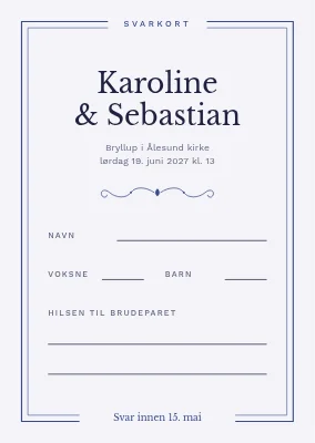 RSVP-kort — kirkebryllup med dobbel ramme