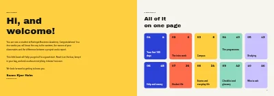 Pages 2–3 of Welcome guide for a business academy – 48 pages