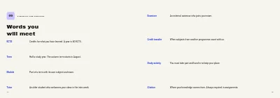 Pages 44–45 of Welcome guide for a business academy – 48 pages