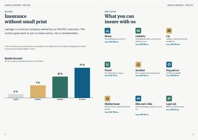 Pages 2–3 of Product overview for an insurance company – 8 pages