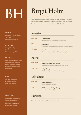 Volontär-CV — pensionär