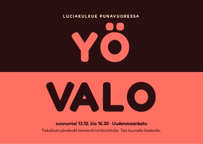 Lucia-kulkue — yö ja valo