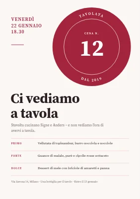 Supper club — sigillo e menu invernale