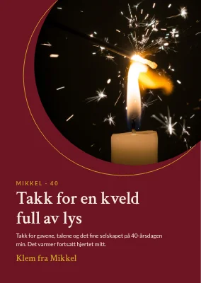 40-årsdag — takkekort med stjerneskudd