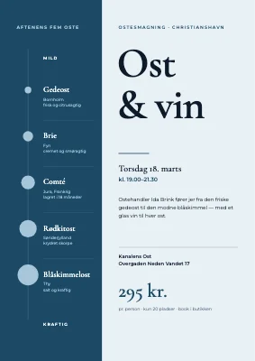 Ostesmagning — fem oste fra mild til kraftig