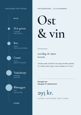Ostesmaking — fem oster fra milde til kraftige