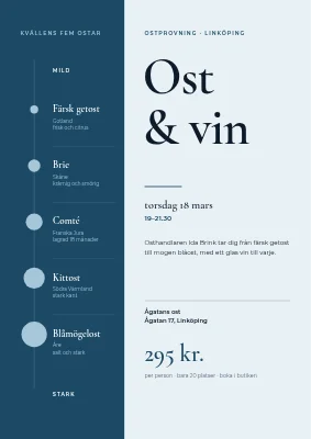 Ostprovning — fem ostar från milda till kraftiga