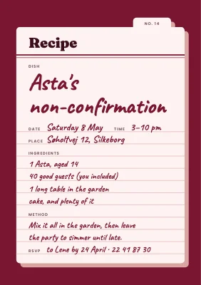 Non-confirmation party — retro recipe card