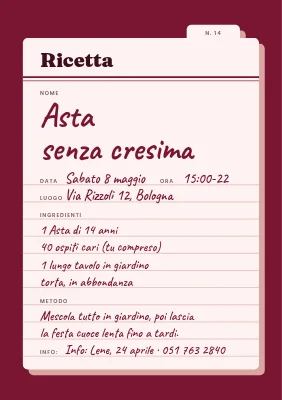 Festa di non-cresima — scheda ricetta retrò