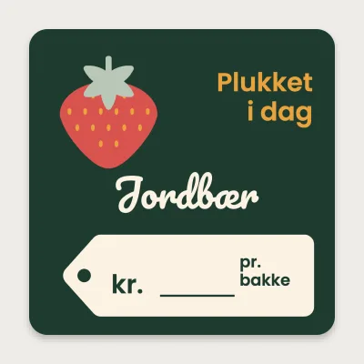 Jordbær med prisskilt