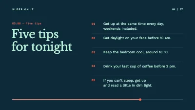 Page 6 of Sleep talk — one night in seven slides