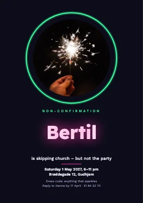 Non-confirmation party — sparkler in a neon ring