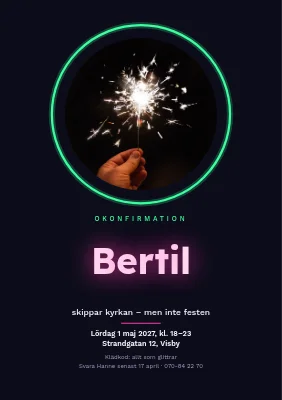 Okonfirmationsfest — tomtebloss i en neonring