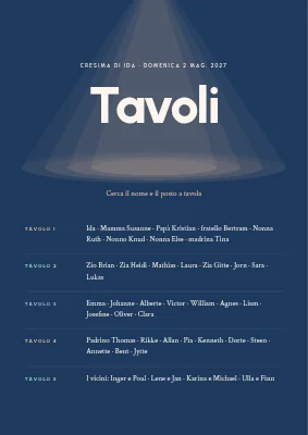 Cresima — piano dei tavoli sotto i riflettori in pastello