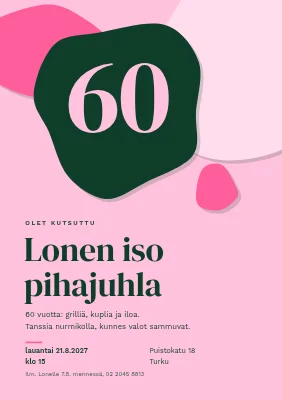 60-vuotissyntymäpäivä — puutarhajuhla paperileikkeillä