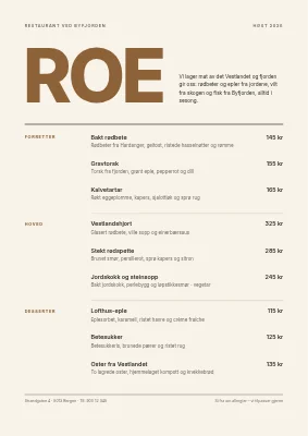 Gourmetmeny — fjordrestaurant