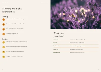 Pages 18–19 of Product catalogue for natural cosmetics – 24 pages
