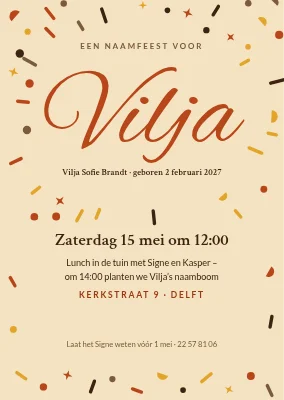 Naamgevingsfeest met confetti — Ribe