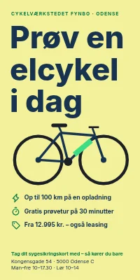 Dørplakat til cykelhandler — prøv en elcykel i dag