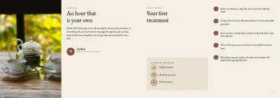 Pages 2–3 of Treatments and prices for a massage clinic – 12 pages