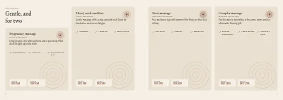 Pages 6–7 of Treatments and prices for a massage clinic – 12 pages