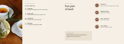 Pages 10–11 of Treatments and prices for a massage clinic – 12 pages