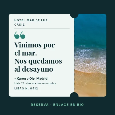 Hotel junto al mar — cita del libro de visitas