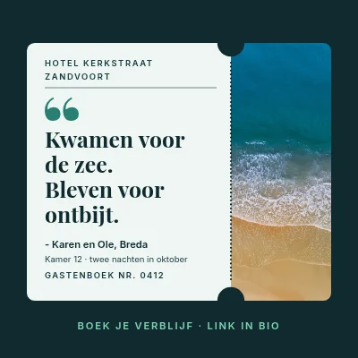 Hotel aan zee — quote uit het gastenboek
