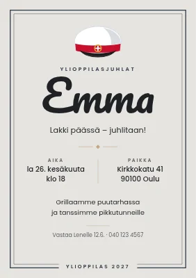 Valmistujaisjuhla — lakki päässä