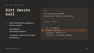Side 4 av API-introduksjon — utviklertreff
